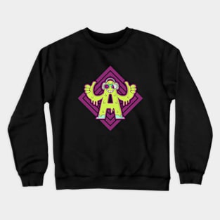 letter A monster with glasses Crewneck Sweatshirt